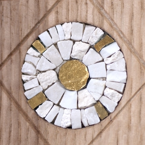 Sac à main en bois, incrusté de mosaïque, pièce unique, collaboration avec Erica Stefani, La Ninetta Bois