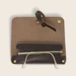 Etui à lunettes, en cuir naturel et bois, marron chocolat