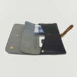 Le Portefeuille, porte-monnaie, XL, grand format, bleu marine et marron whisky Damien Béal