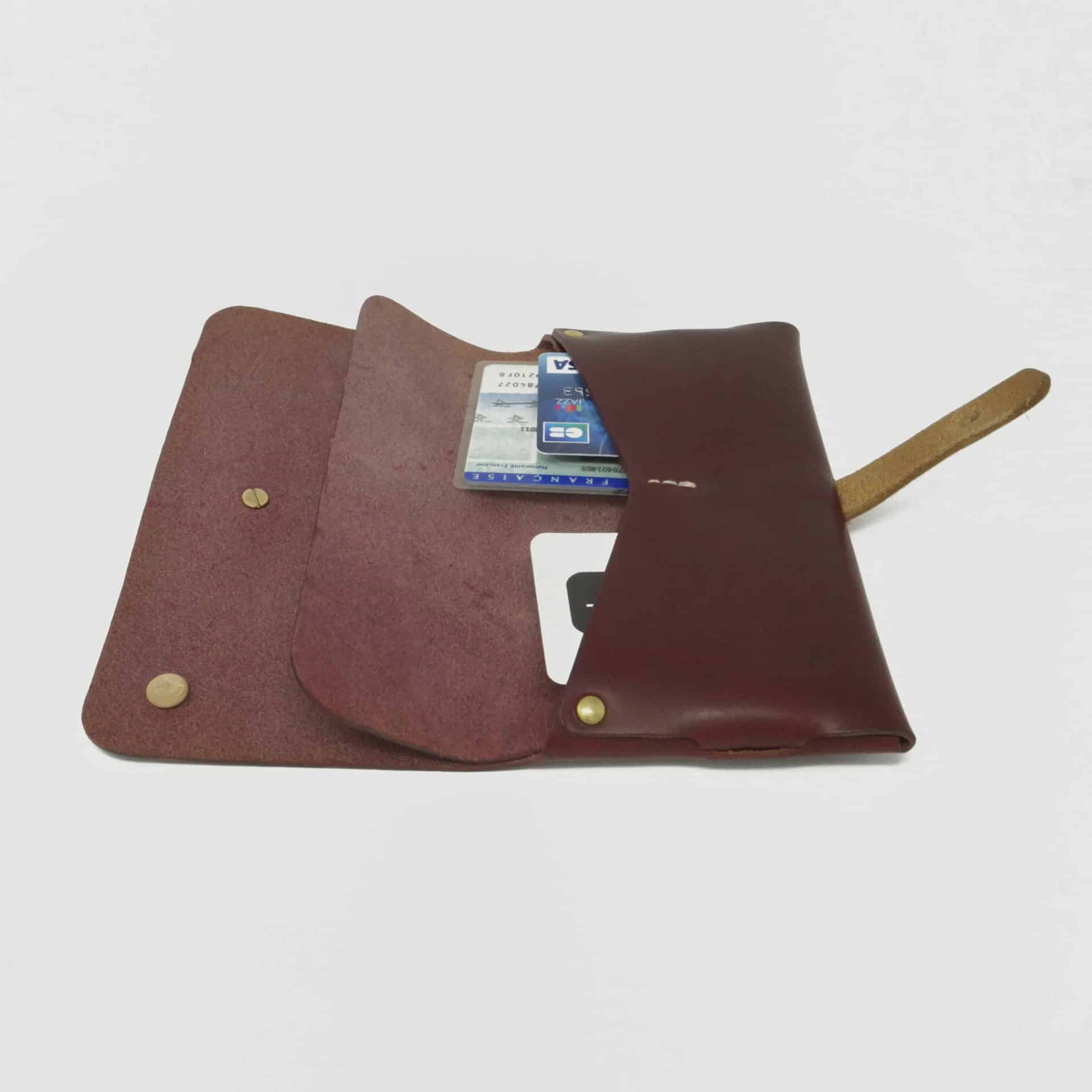 Le Portefeuille, porte-monnaie, XL, grand format, prune et marron miel Damien Béal