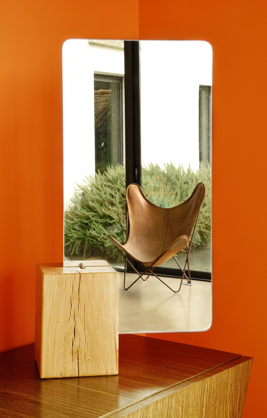 Miroir, paravent, assise en bois - De l'autre côté du miroir