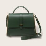 Sac à main féminin en cuir naturel à tannage végétal et bois, vert, La Ninetta