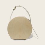 Sac à main tendance rond, en cuir naturel à tannage végétal et bois, blanc, Le Myro