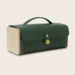 Trousse en cuir naturel à tannage végétal et bois, vert, Le Minimum