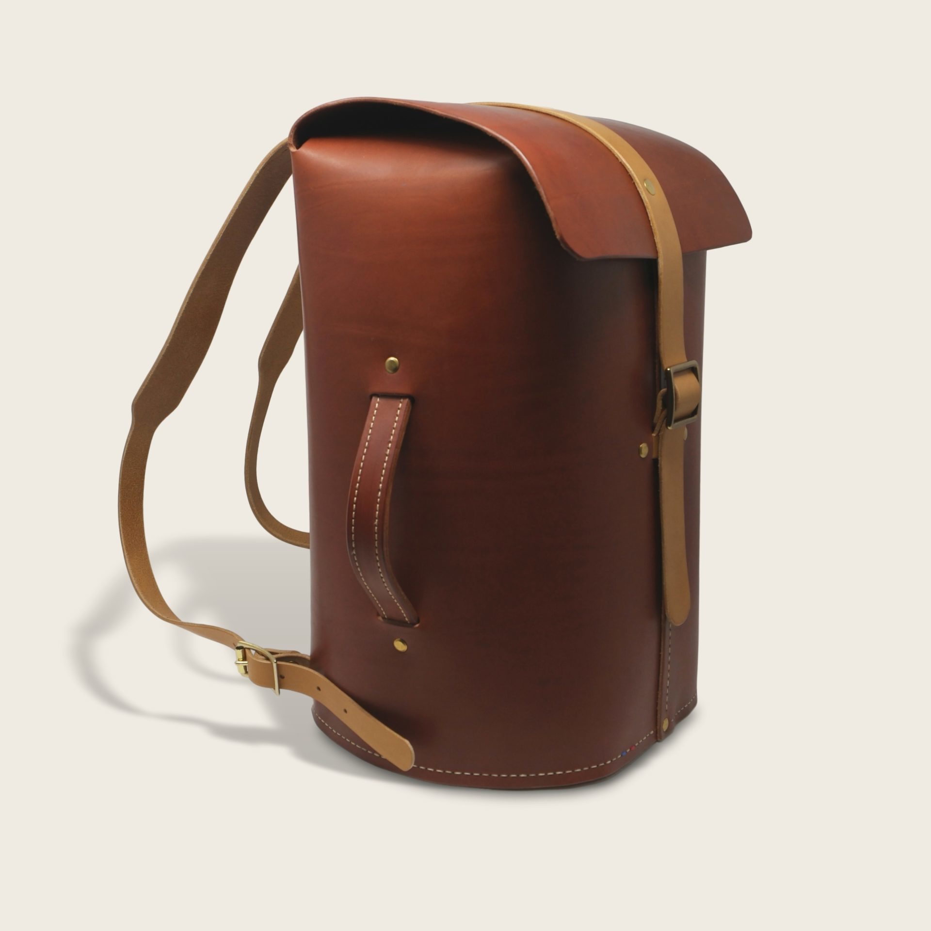 Sac à dos tout en cuir naturel à tannage végétal, marron papaya et miel, Le No Wood