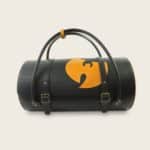 Sac de voyage en cuir naturel à tannage végétal et bois, logo du Wu Tang, pièce unique, Le Wu Bag