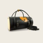 Sac de voyage en cuir naturel à tannage végétal et bois, logo du Wu Tang, pièce unique, Le Wu Bag