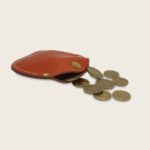 Porte-monnaie, bourse, en cuir naturel à tannage végétal, orange, le Haricot