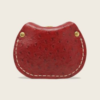 Porte-monnaie, bourse, en cuir naturel à tannage végétal, rouge autruche