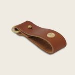 Porte-clés, en cuir naturel à tannage végétal et bois, marron papaya