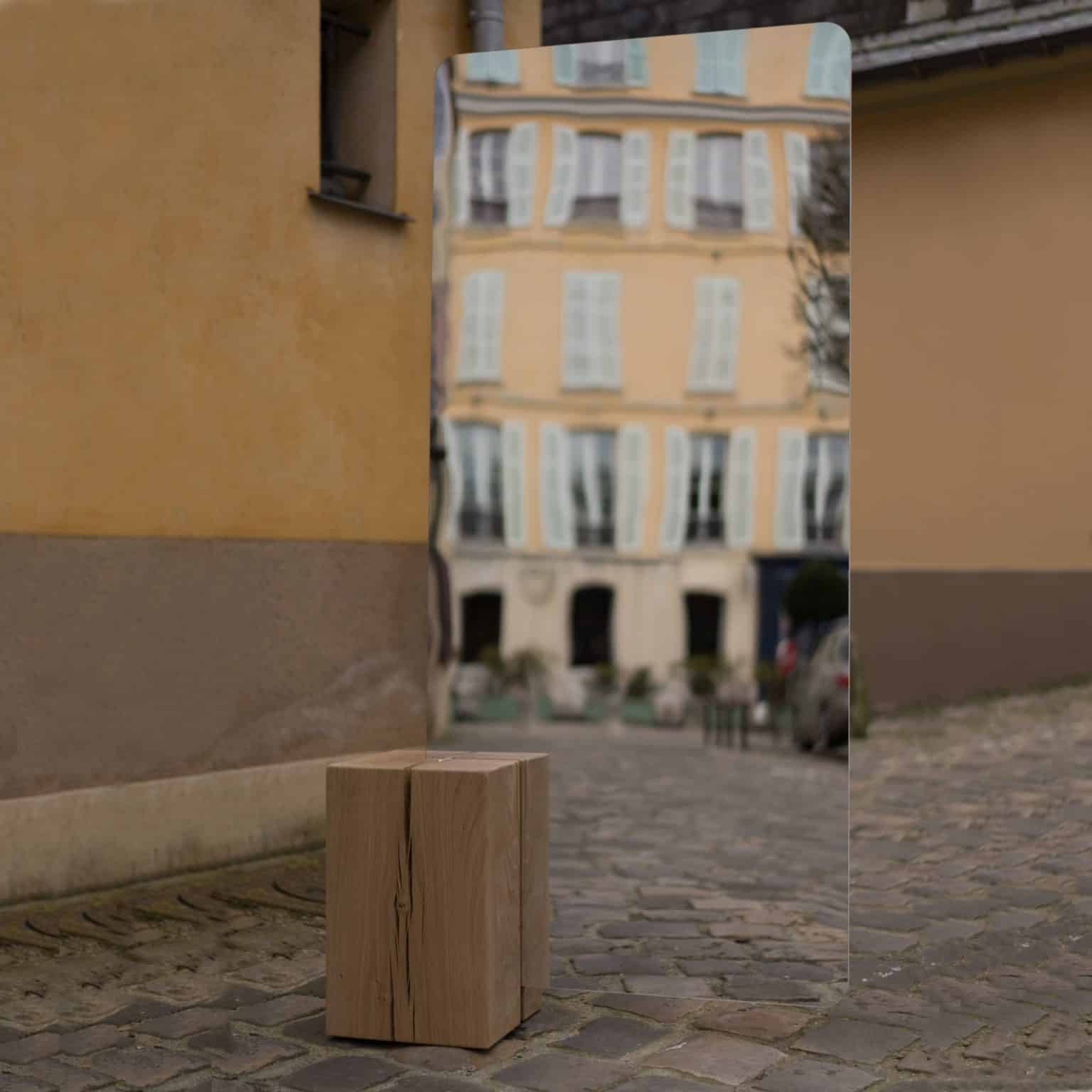Miroir, paravent, assise en bois - De l'autre côté du miroir