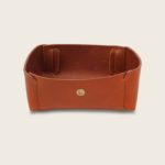 Vide Poche en cuir naturel à tannage végétal, orange, rangement pour meuble d'entrée ou bureau, Damien Béal
