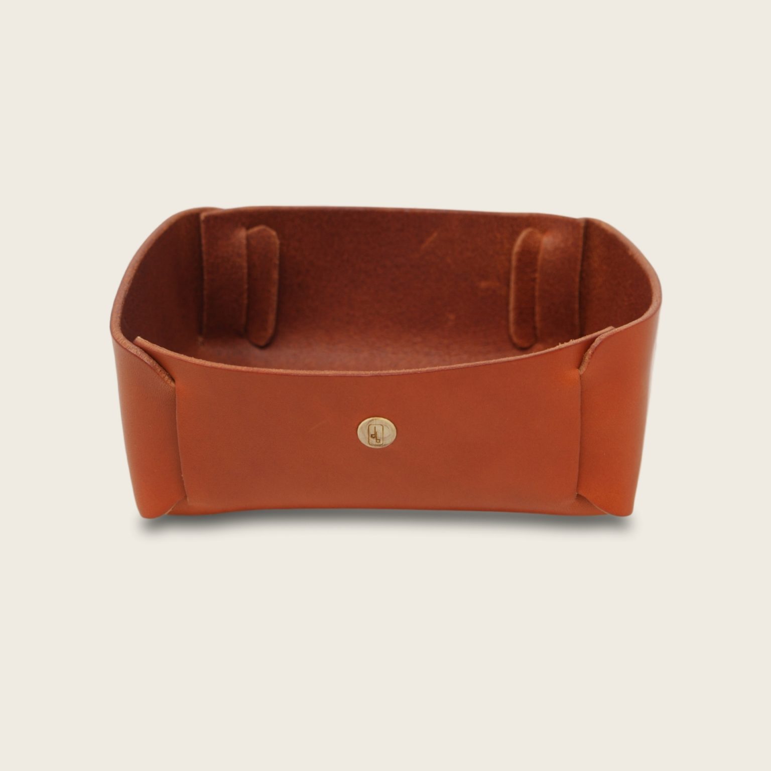 Vide Poche en cuir naturel à tannage végétal, orange, rangement pour meuble d'entrée ou bureau, Damien Béal