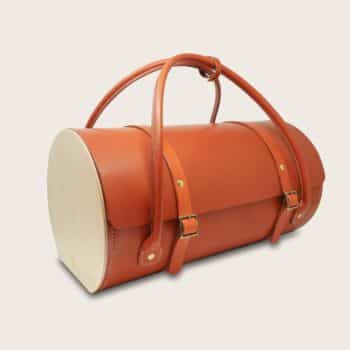 Sac de voyage en cuir naturel à tannage végétal et bois, marron orange, Le Pause Weekend