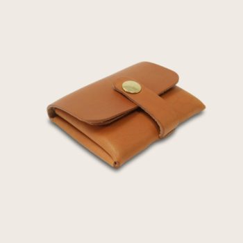 Porte-cartes, porte monnaie, en cuir naturel à tannage végétal, whisky , deux en un