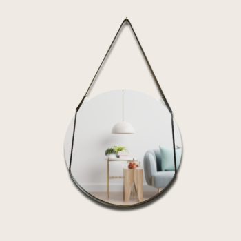 Miroir Rond en Cuir Tanné Végétal – Élégance et Design