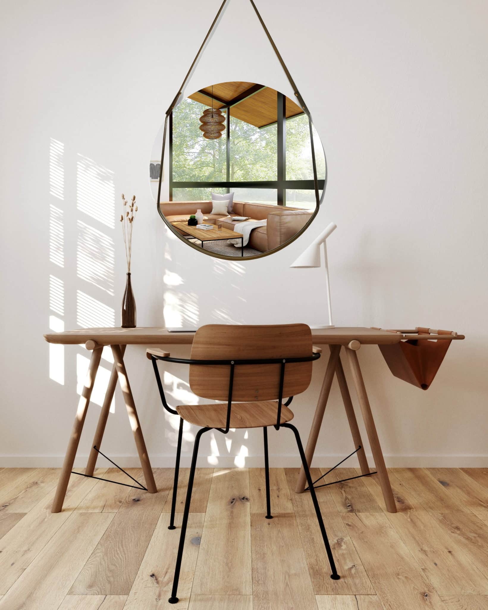 le miroir cuir damien beal rond