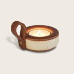 le bougeoir en cuir et bois