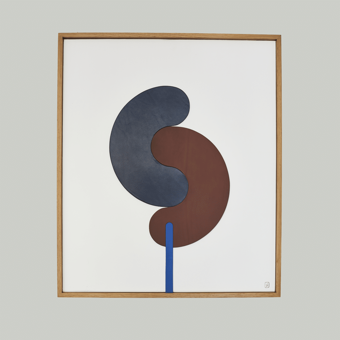 tableau bois et cuir damien beal Formes abstraites en couleurs contrastées